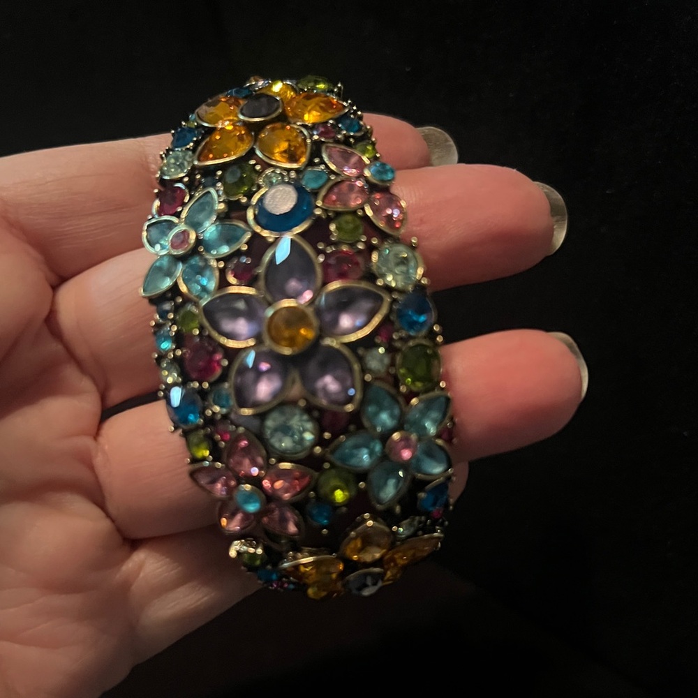 HEIDI DAUS "Fantasy In Florals" Swarovski Crystals Bracelet sz M/L NIB - Picture 2 of 9